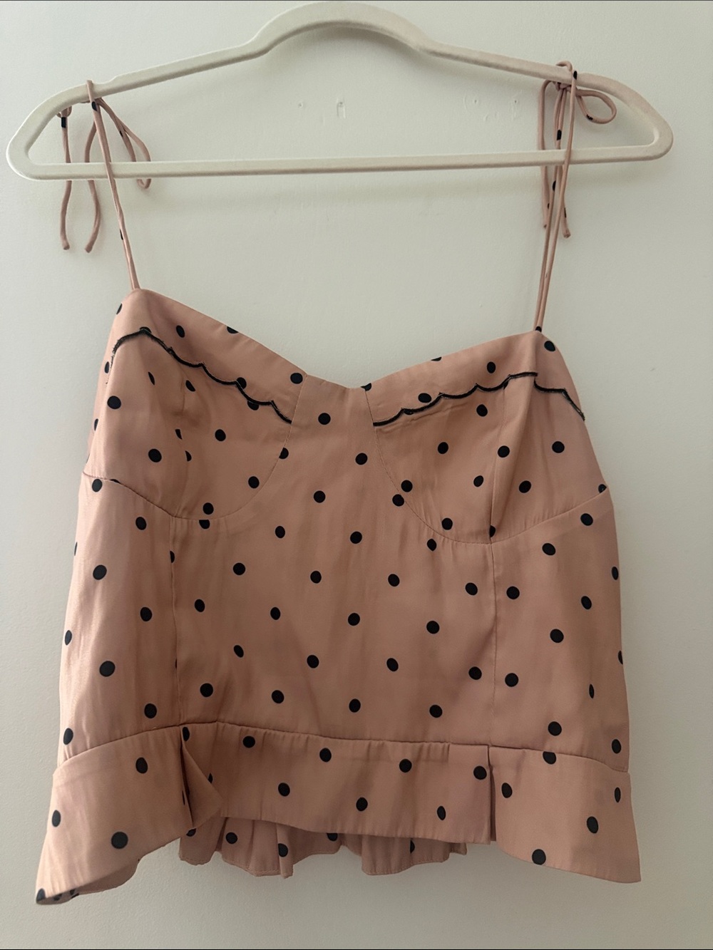 Free People Pink Polka Dot Tie-Strap Camisole